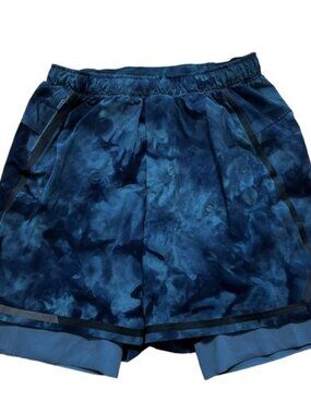 Lululemon Men Surge Lined Shorts Tidal Dye River Blue Size Small